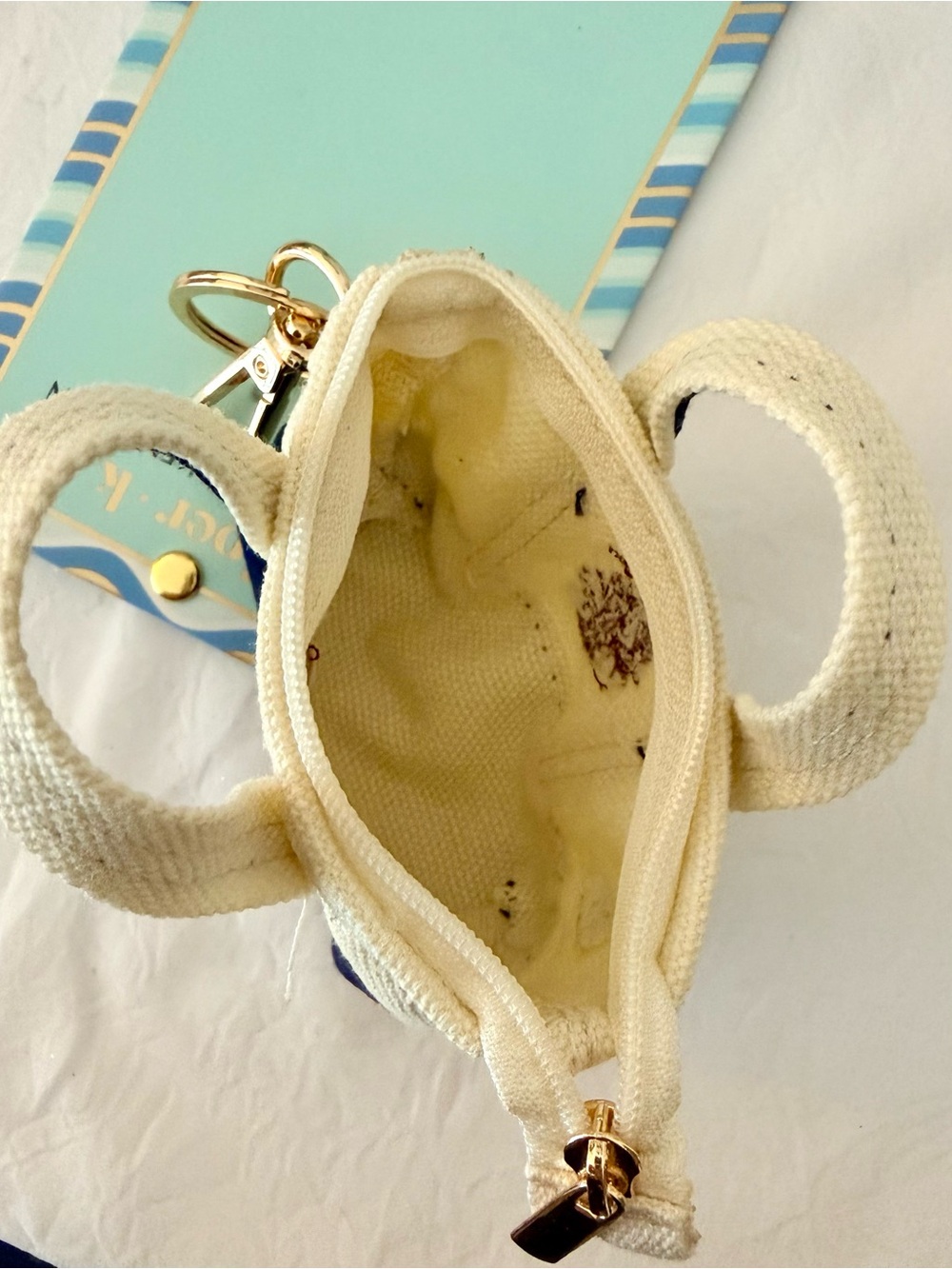 piper•k Cream & Navy Mini Tote Bag Charm with Red Lobster - Picture 3 of 4